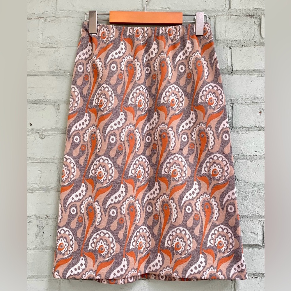Vintage Paisley Knit Pencil Skirt